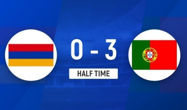 半场-葡萄牙暂3-0亚美尼亚 C罗生涯941球坎塞洛传射菲利克斯破门